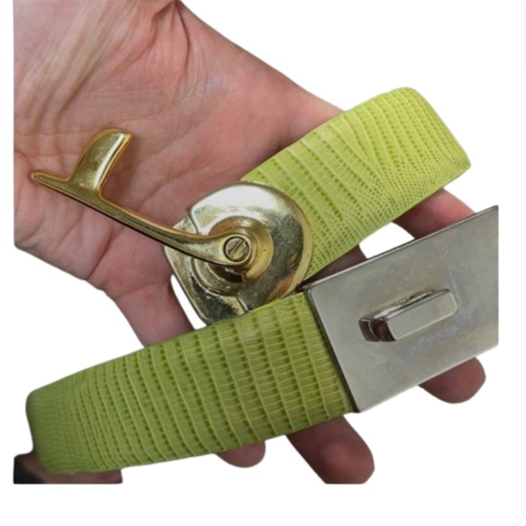 Luxury Green Belt Gold silver Buckle genuine leather size small main image 6